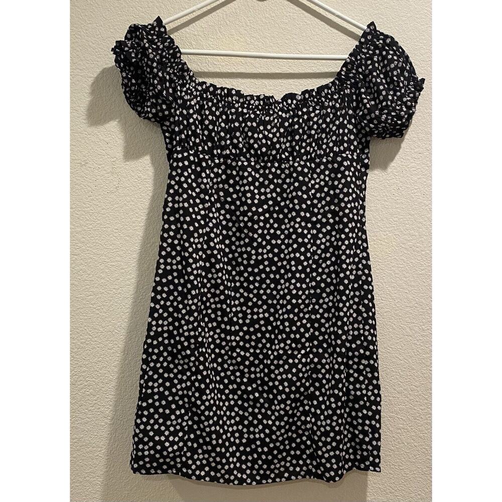 Princess Polly Black White Marion Floral Tie Front Mini Dress Size 8 - Picture 3 of 11